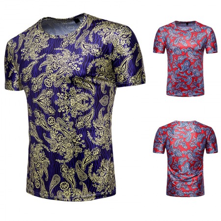 Men's 3D Printing Short-Sleeved T-Shirt Gold Printing Palace Style Printing