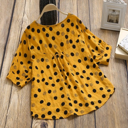 Hot Style Retro Cotton Short Sleeve Casual Loose T-Shirt Women