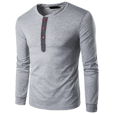 New Men's Long-Sleeved Round Neck Collar Mens T-Shirt Casual Bottoming Shirt