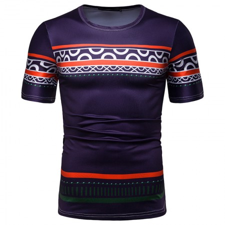 New Men's Fashion Digital Printing Round Neck Short Sleeve T-Shirt